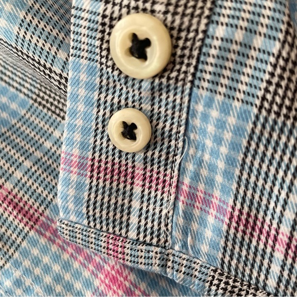 Peter Millar Men's Shirt Button Down Blue Black Pink Plaid 100% Cotton Size M - Picture 7 of 9